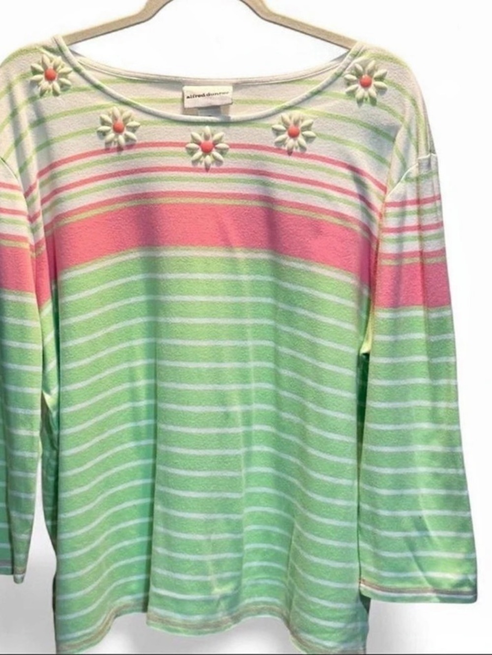 Miami Beach Striped 3D Floral Applique Top